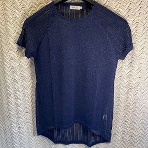 Knit & Love Sparkly Sheer short sleeve blouse Size L